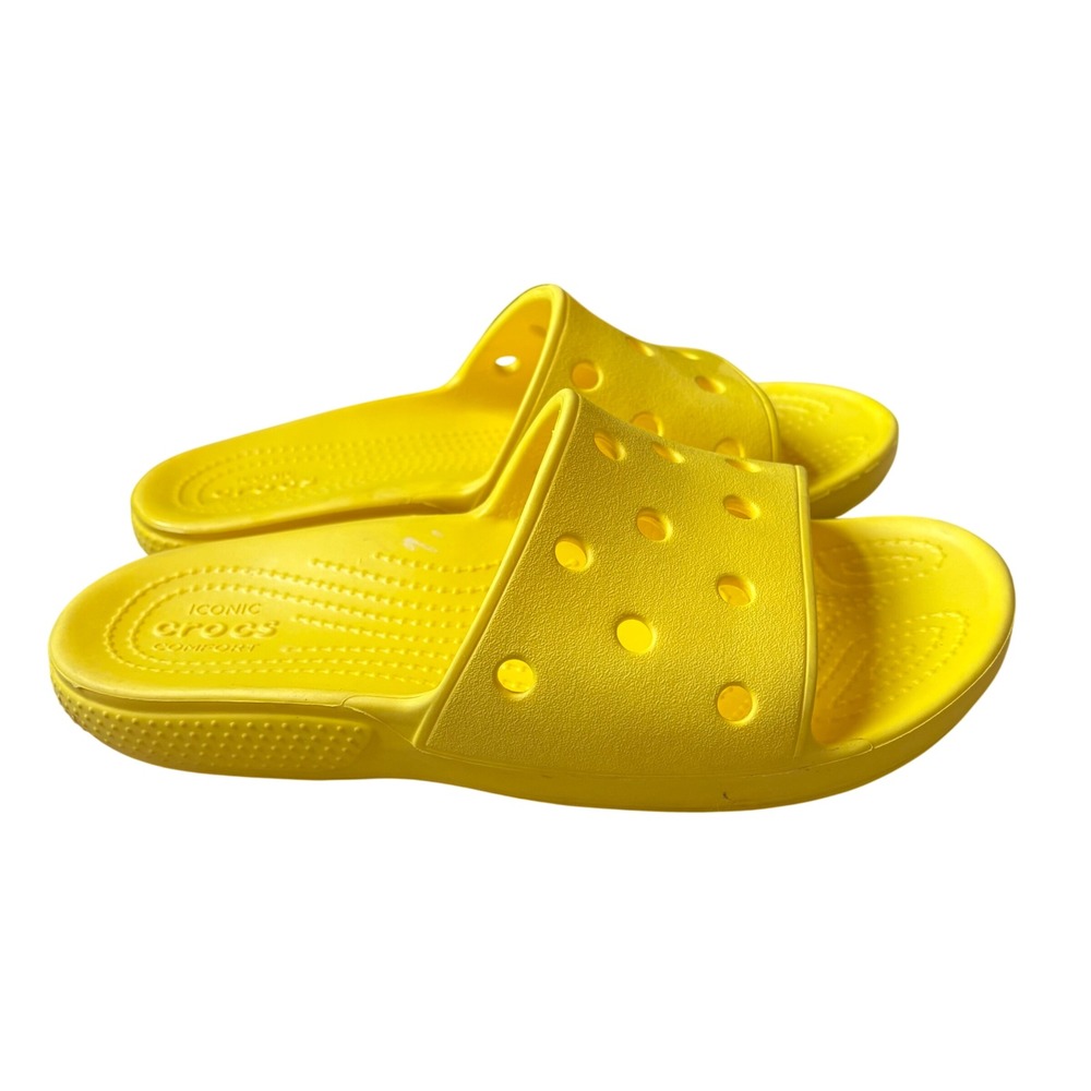 Crocs Classic Slide Sandals Yellow Slip On Shoes Women 5 Men 3‎